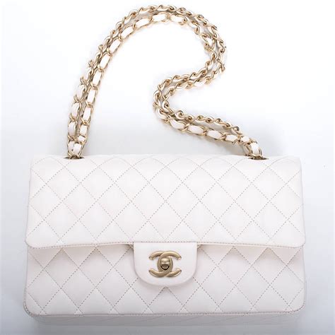 white chanel tote|chanel white bag price.